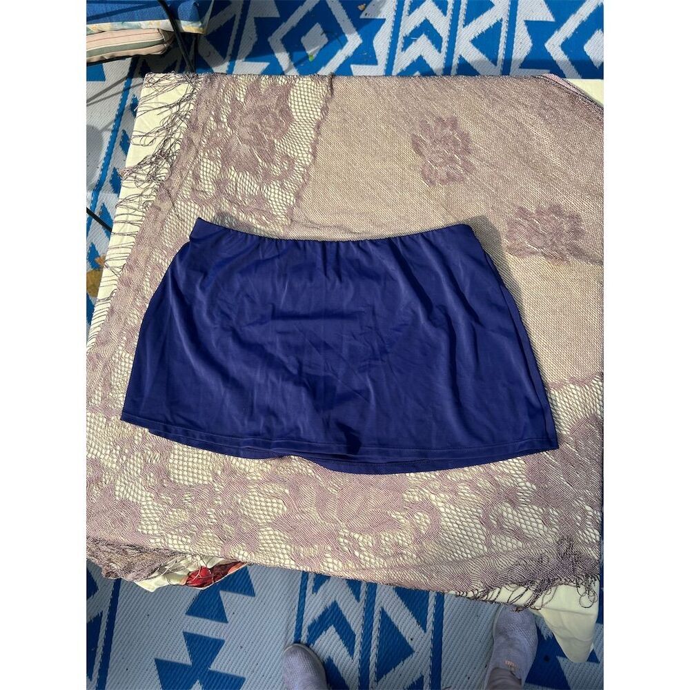 Swim Skirt M Blue Solid with Built-in Briefs - Picture 6 of 8